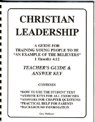 Chrisitan Leadership Teachers Guide